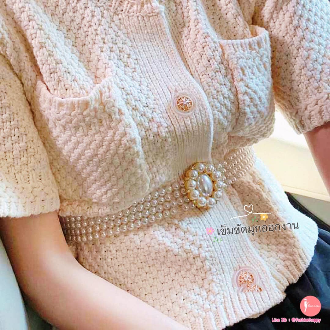 รูปภาพที่2 ของสินค้า : เข็มขัดออกงาน มุกสีขาว 